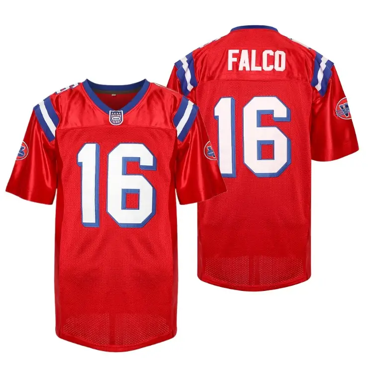 【FallFreshness】Shane Falco jersey #16 Replacements Movie Football Jersey Red compression shirt，Short Sleeve Slightly Stretch Football Shirt For Train