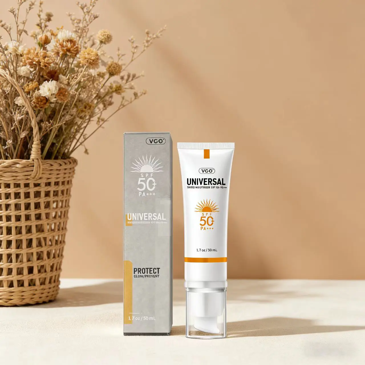 VGO UV Sunscreen SPF50 for All Skin Types - Gentle Non-Greasy Texture, Broad-Spectrum Protection, Moisturizing & Brightening, Ideal for Daily Use