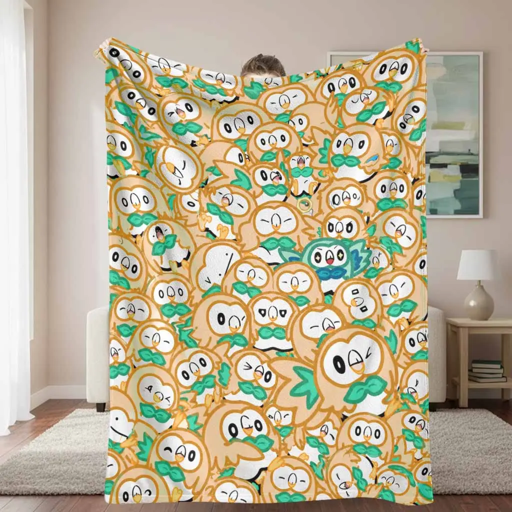 Cute Owl Flannel Blanket, Cartoon Character Bird Pattern, Breathable Soft Cozy Lightweight Warm Plush Throw, Durable for Daily Office Life & Bedroom Sofa, Machine Washable Gift Decor