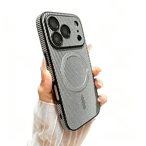 Carbon Fiber Woven Full-Cover Phone Case for iPhone 17/16/15/14/13 Pro Max - Luxurious, Fashionable, Full Magnetic Protection, Scratch-Resistant, Fingerprint-Resistant, with Lens Film, Dust-Proof Net outdoorfun