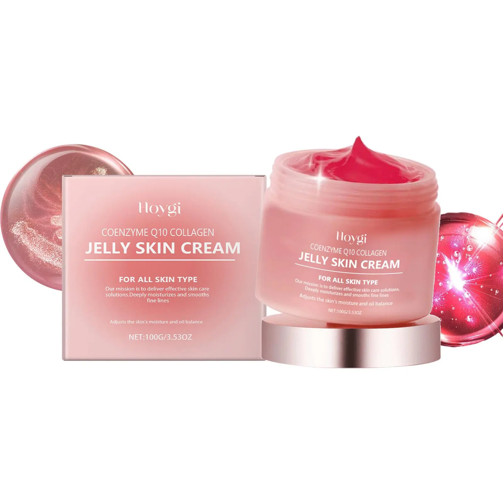 Hoygi Collagen Jelly Cream Hydrating Moisturizer Daily Moisture Nourishing, Contains Coenzyme Q10 & Collagen, Deep Nourishing, Improves Dryness, Balances Oil & Water, Moisturizing Product