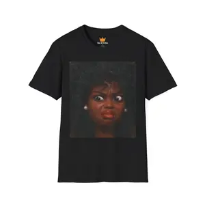 Funny Side-Eye doll Face T-Shirt | Squinting Expression Graphic Tee