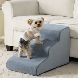 Dog Stairs for Small Dogs and Cats – 2-Step And 3-Step Pet Ramp for Couches and Sofas, Non-Slip Dog Steps for Pets, Washable Cover, High-Density Support Foam for Easy Climbing, Grey tiktokshopspringglowup,summervibes
