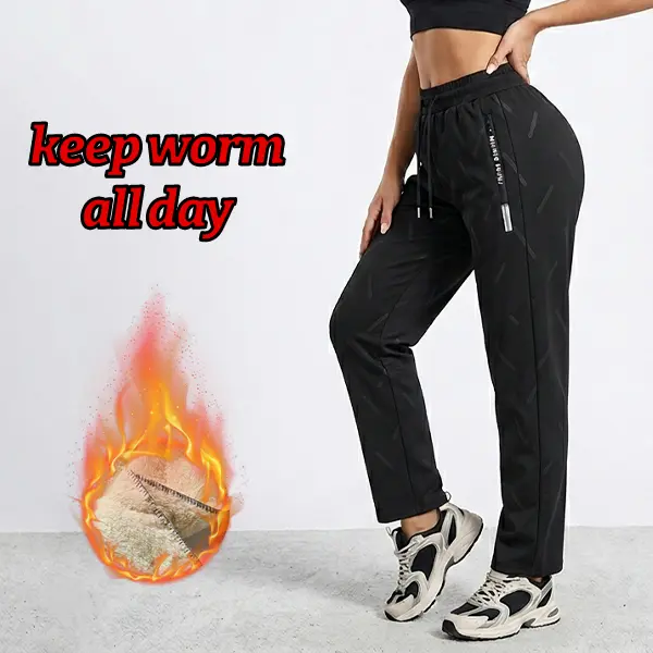 Women’s Winter Warm Straight-Leg Jogging Pants with Soft Lining for Travel and Outdoor Activities