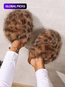 New Trendy Plush Fur Slippers, Valentine's Day Gift for Girls, Super Cute Fashion Warm Home Shoes, Anti-Slip Thick Sole Cotton Slippers