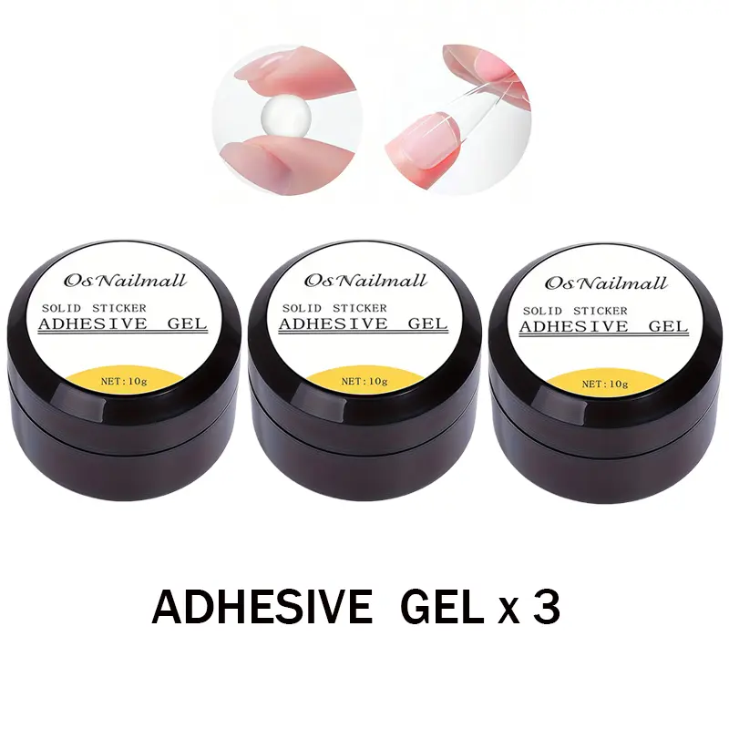 3PCS OsNailmall Nail Art UV Gel Polish, Clear Gel, Non-Stick Hand Solid Glue, Transparent Jelly False Nails, Adhesive Extension Tips, Nail Art Supplies, UV Gel Set
