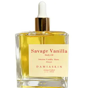 damiaSKIN Savage Vanilla Body Oil, 3.4 oz - Ultra Nourishing Moisturizer for Dry Skin with Warm Spices and Vanilla Rum