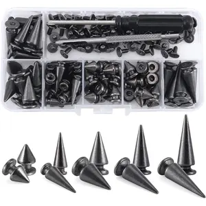 70 Sets Mixed Shape Spikes and Studs Assorted Sizes Spike Studs for Clothing Gun Metal Screw Back Bullet Tree Studs and Spikes Rivet for Leather Craft Clothing Shoes Belts Bags Dog Collars