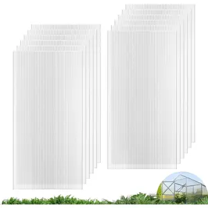 12 count 4' x 2' x 0.32'' Polycarbonate Greenhouse Panels, -Wall  UV Protected Corrugated Plastic Roof Panels Sheets, Clear Replacement Panels for Greenhouse, Outdoor,