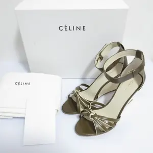 Pre-owned Celine Others Small Leather Goods Knot Wedge 85 wedge sandals