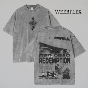 Arthur Morgan Oversized Heavyweight Cotton T-Shirts Red Dead Redemption 2 Graphic Tee Streetwear Western Cowboy Shirt for Game Fans