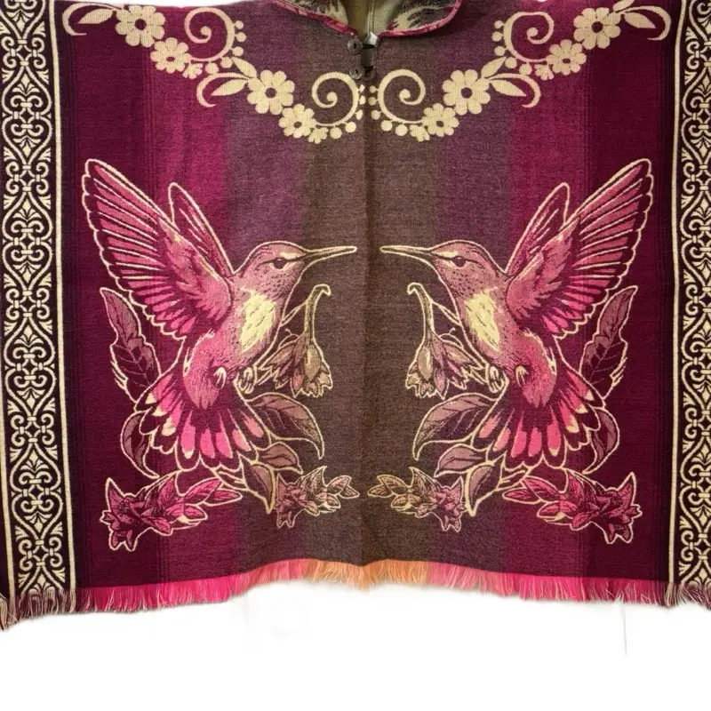 Alpaca poncho hummingbird design pink Alpaca poncho hummingbird design pink