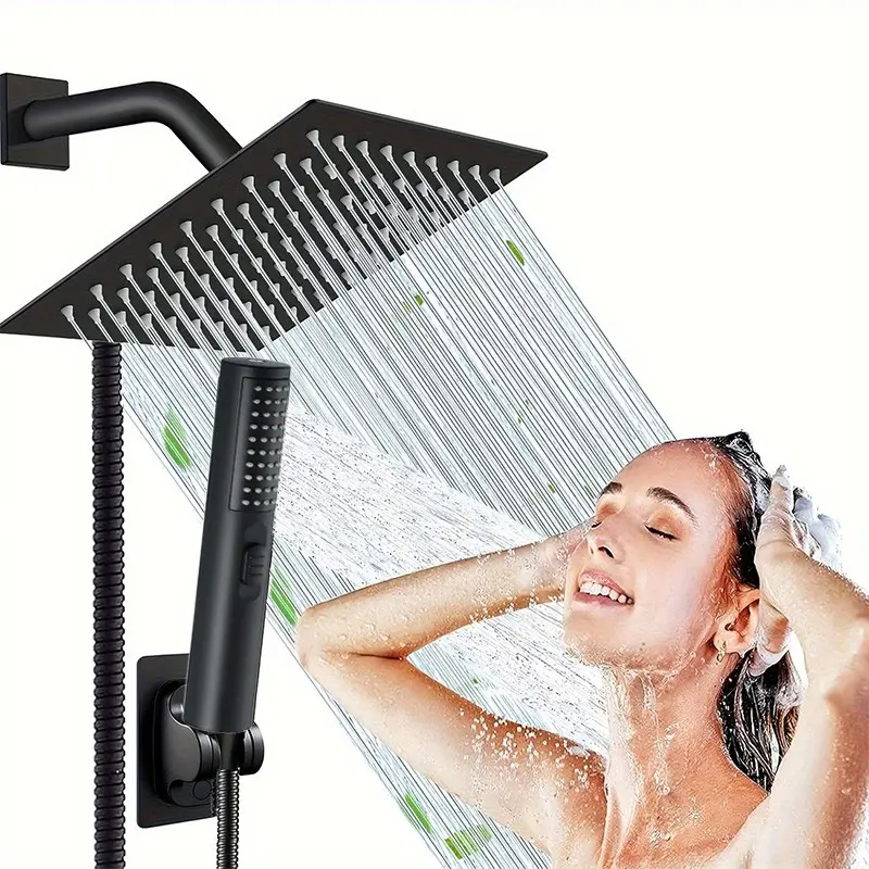High-Pressure Stainless Steel Shower Set, Shower Kit, Pressure Showerhead, Includes Handheld Spray Gun, Handheld Shower Head, Triple Faucet, Long Hose, No-Drill Mount, Enhance Your Bathing Experience, Shower Sets For Bathroom
