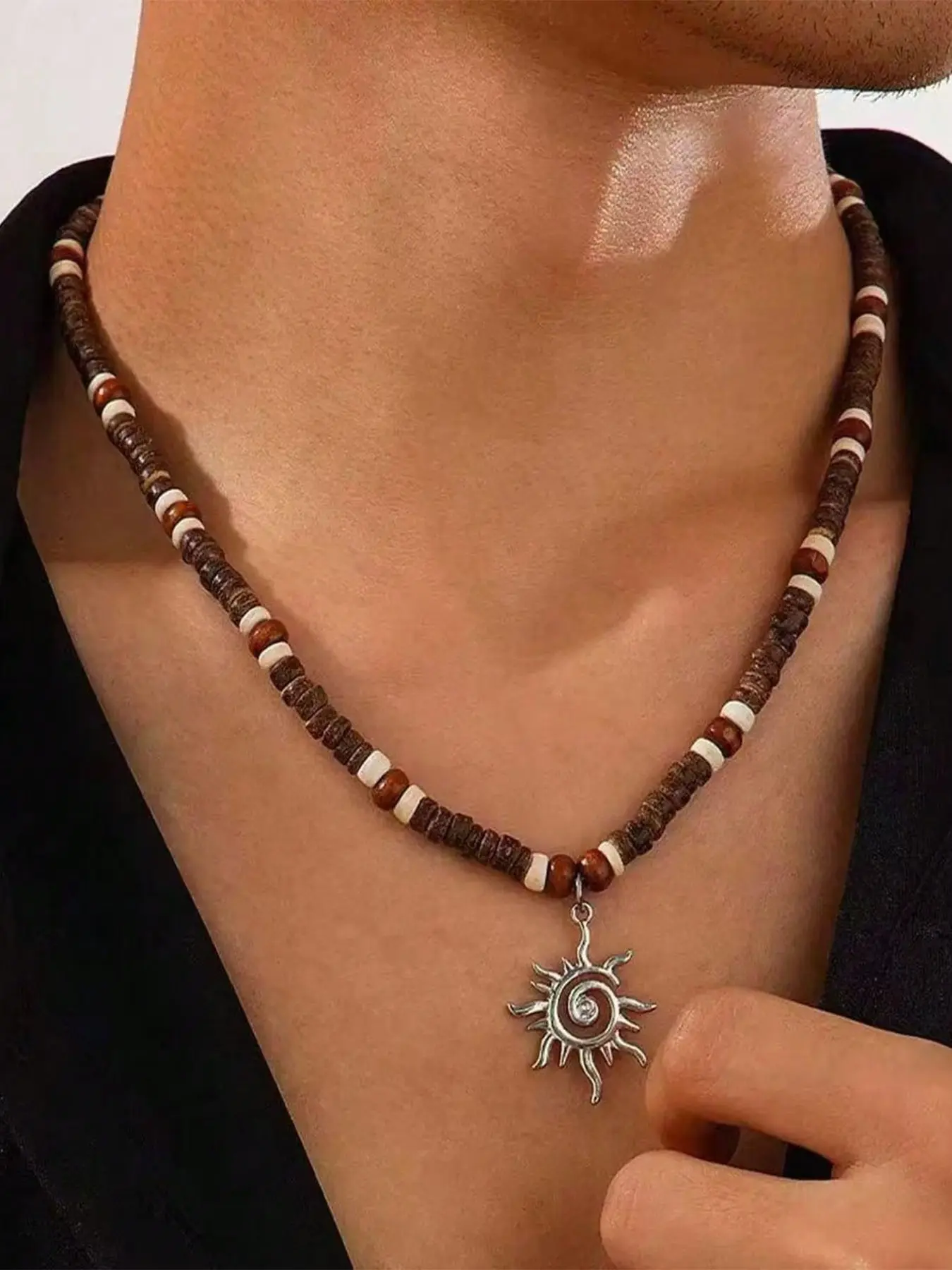 Boho Style Wooden Bead Necklace✨, Unique Hip-Hop Design, Perfect Gift for Any Occasion, Valentine's Day Present, Festival Jewelry, Versatile Accessory, Adjustable Necklace