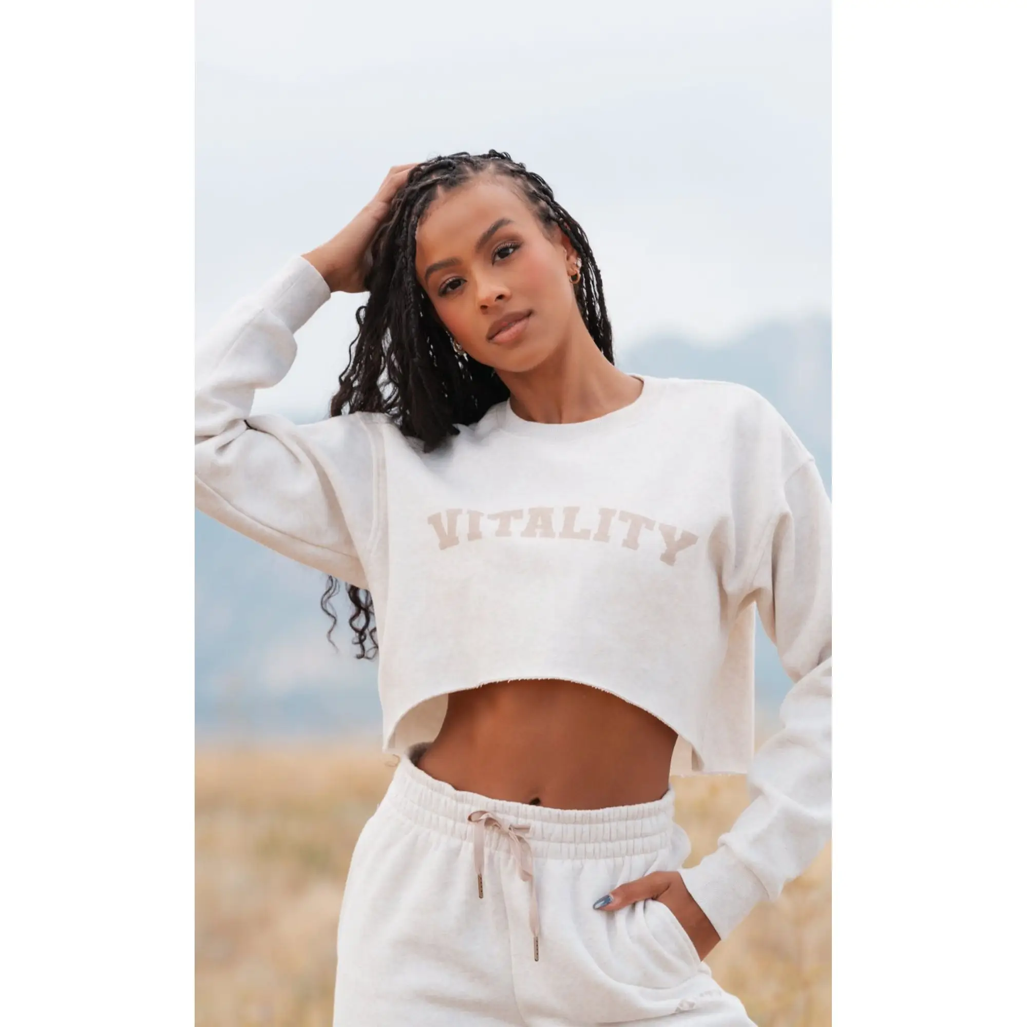 Vitality Cozy Raw Hem Crop