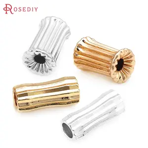 30PCS 18K Gold Color Brass Cylindrical Bracelets Beads Spacer Beads Diy Jewelry Accessories Making Rosediy official-website