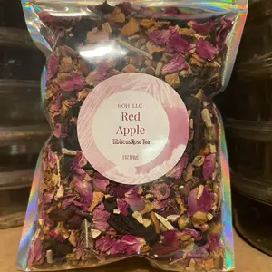 HOH LLC Red Apple Cinnamon Rose Tea with Hibiscus - Refreshing Floral & Fruity Beverage for Any Time - 1 oz (28g) - Fruit