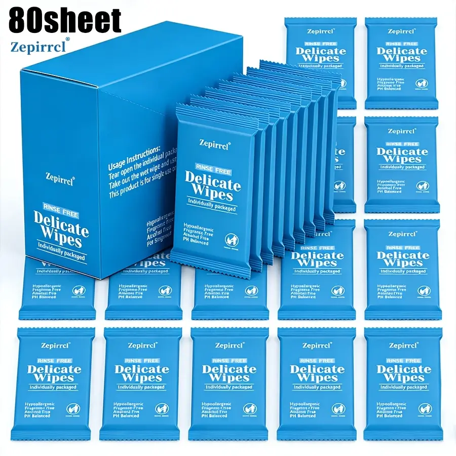 80 sheets disposable wet wipes, large body wipes, individually packaged for easy carrying; suitable for hiking, fitness, outdoor activities, travel, and camping. Dimensions: 15 × 20 cm.