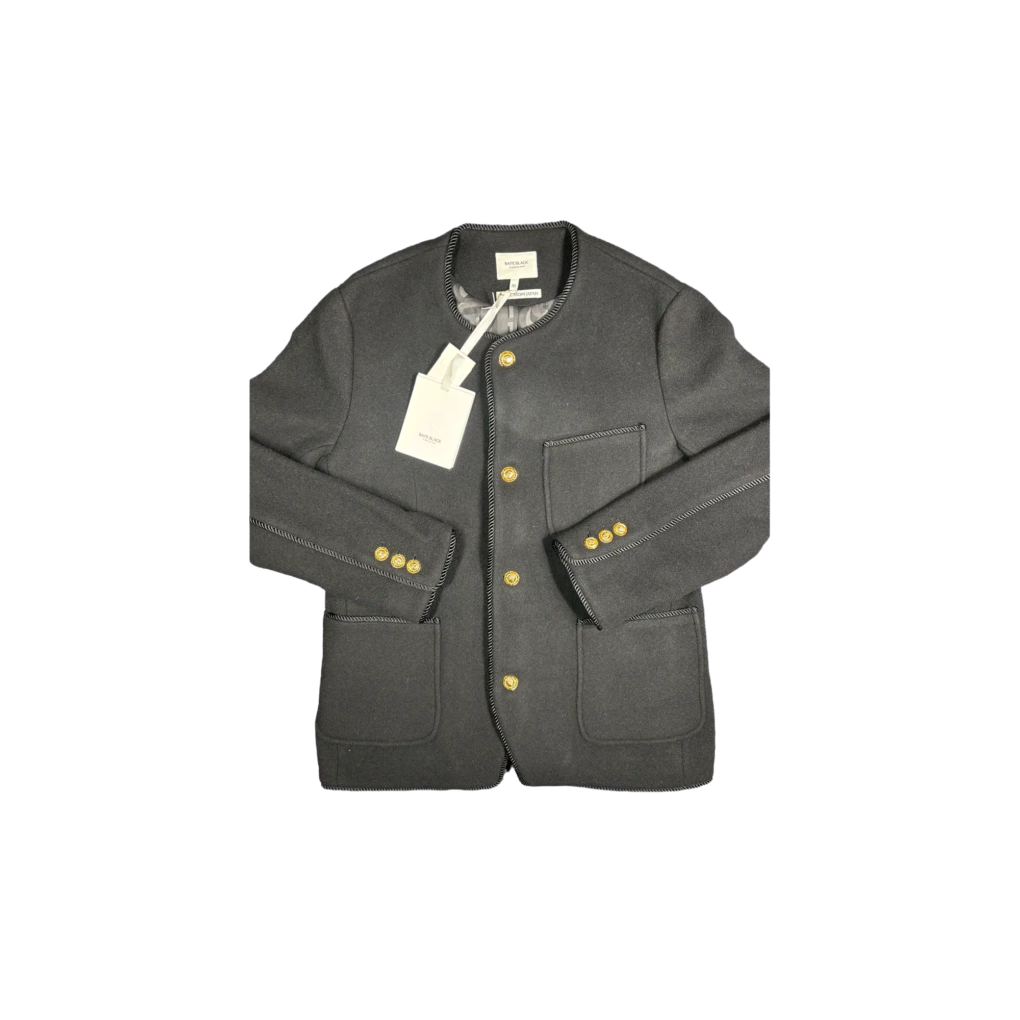 Bape Collarless Wool Chinese Jacket "Black" BAPE066