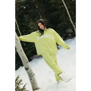 Fancy Oversized Fleece Mockneck - Alpine Lime