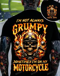 Chaosmoda Generation X I'm Not Always Grumpy Sometimes I'm On My Motorcycle Custom Year Skull T-shirt