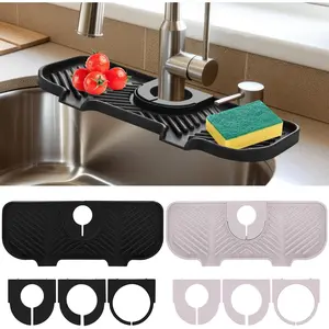 2 pcs silicone faucet splash guard 106 x 43 kitchen sink splash guard faucet mat for kitchen mat catcher black and grey sink accessories for bathroom Farmhouse
