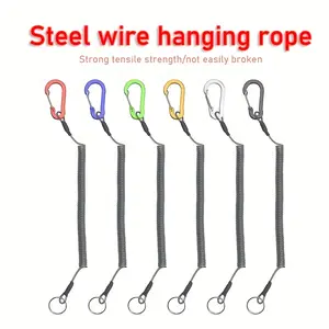6pcs Extendable Fishing Line, Wire Rope, Coiled Fishing Line, Coiled Hanging Rope, Fishing Reel Rope, Fixed Rope, Hook Anti Loss Fishing Accessories, Hiking, Fishing, Rowing, Hiking, Camping And Hunting Tools, Capable Of Withstanding Up To 15bl