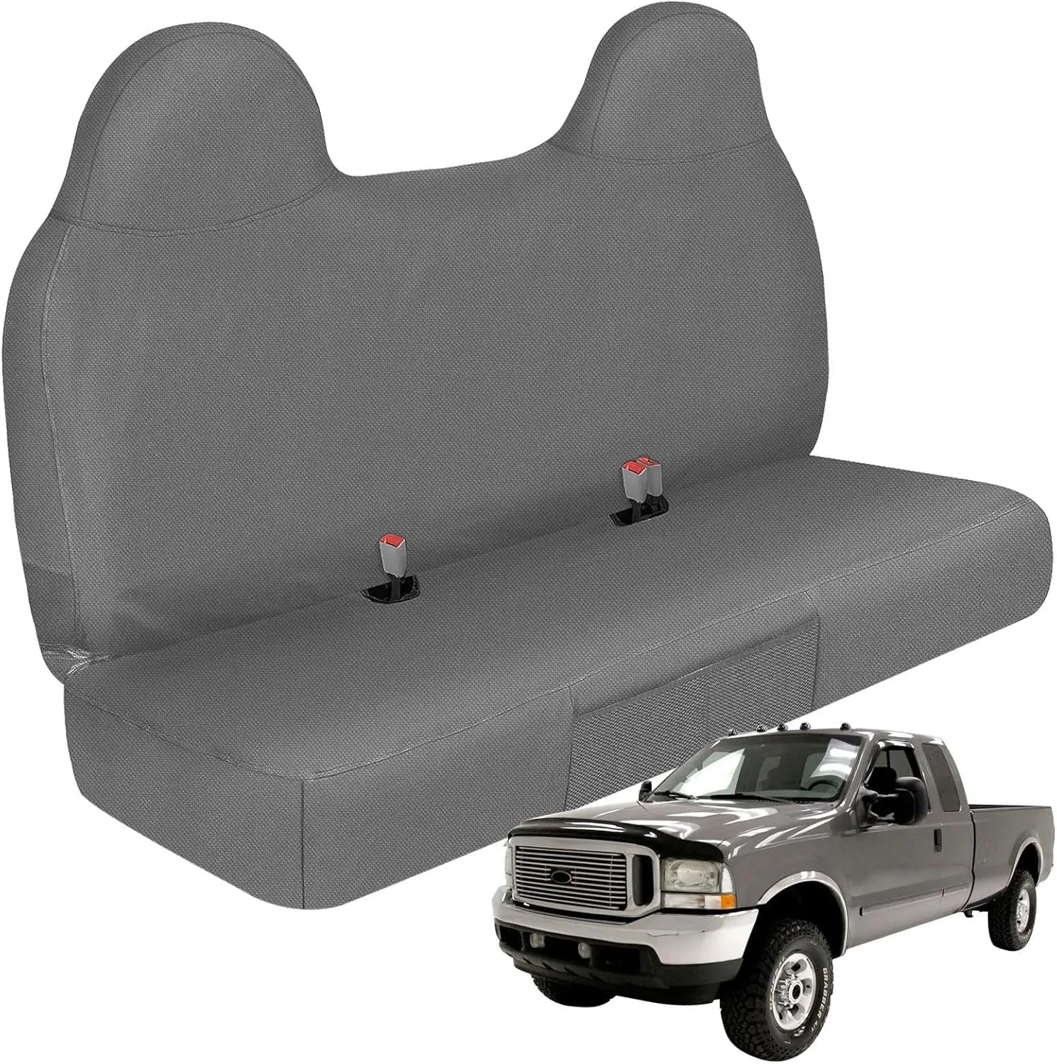 Front Bench Seat Cover Compatible with 1999-2007 Ford F250/F350/F450/F550 Work Truck with Front Solid Bench Seat, 600D Oxford Cloth Heavy Duty Waterproof Non-Slip Custom-fit Front Bench Seat Cover