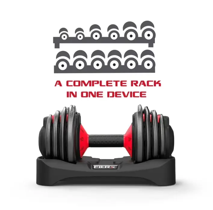 FitRx SmartBell, 9 in 1 Adjustable Dumbbell, 25 lb