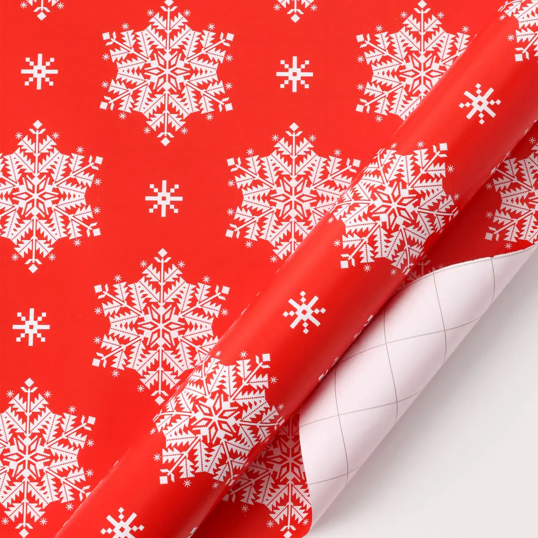 30" x 10' Red Snowflake Holiday Wrapping Paper, Classic Gifts & Wrapping Supplies for Festive Gift-Wrapping Needs