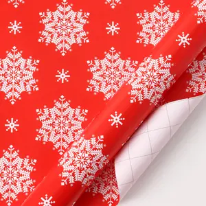 30" x 10' Holiday Wrapping Paper | Red Snowflake festive gift-wrapping needs