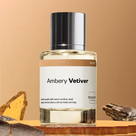 Ambery Vetiver, Dossier, Unisex Perfume, Eau de Parfum, 50ml, Bergamot, Lemon, Orange Blossom, Violet, Vetiver, Amber, Cedarwood
