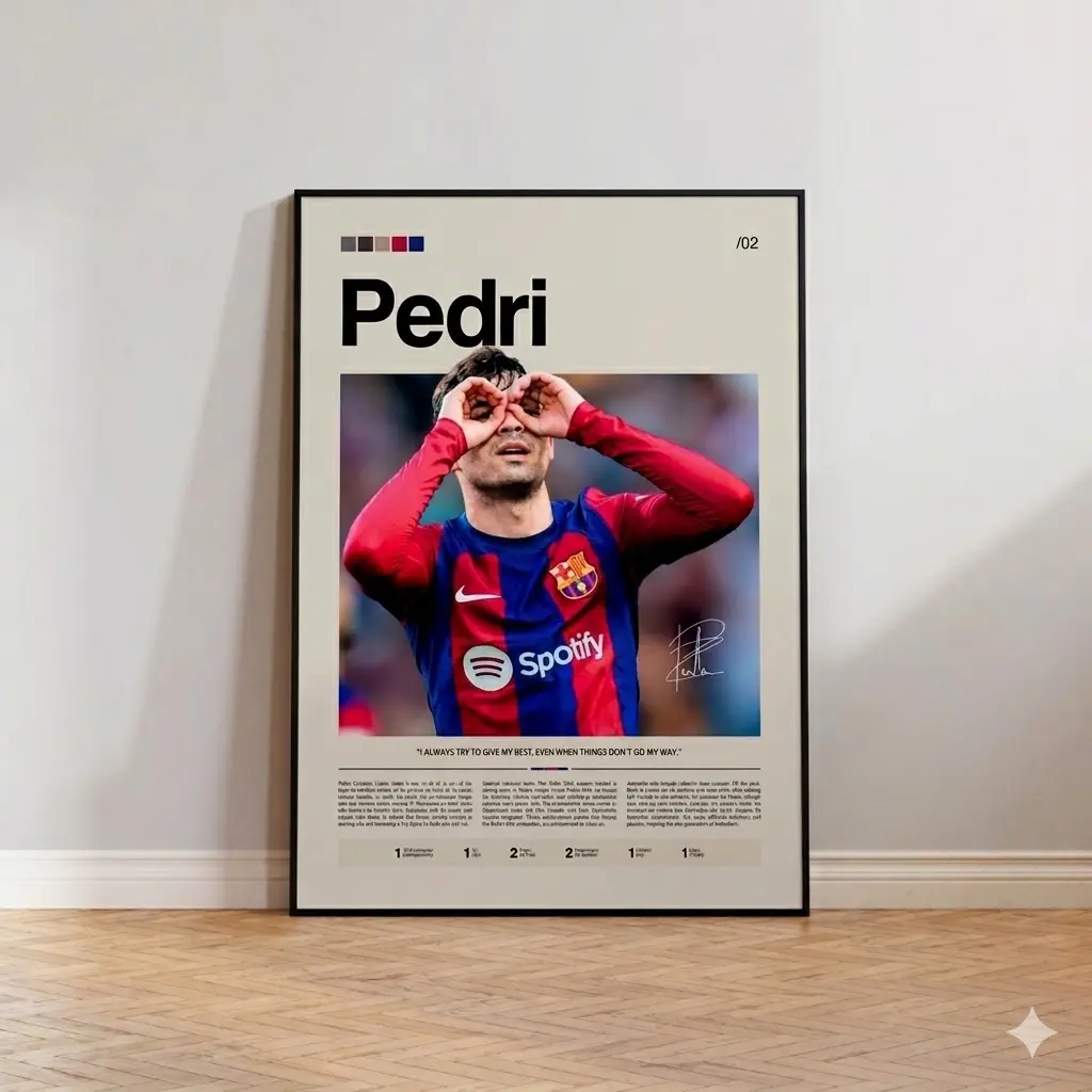 [SALE UP TO 40%][Unframe] Pedri Poster, Barcelona FC Wall Art, Framed Soccer Print