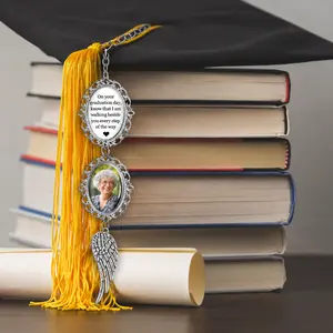 (Custom in Description) Personalized Graduation Memorial Tassel Charm, Custom Photo Graduation Cap Charm, In Loving Memory Graduation Tassel Pendant, Sympathy Grad Gift