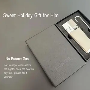[Lighter only (Without Butane)]Compact Metal Lighter, Refillable Butane Design with Adjustable Flame, Gift Box Set