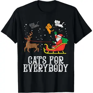 Christmas Cats Funny Women's Santa T-Shirt Top