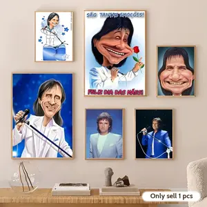 Singer R-Roberto Carlos BragaS meme Painting Calligraphy Gallery-Quality Canvas Wall Art Poster | Waterproof & Fade-Resistant | Minimalist Unframed Design | Living Room, Bedroom & Office Decor | Multiple Sizes | Holiday gifts