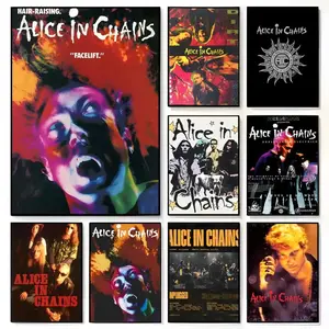 Grunge Rock Legendary Band A-Alice in Chains Poster Fade-resistant Self-adhesive posters that Perfect for gifts and creating walls in bedrooms Living rooms Bars Coffee houses and Restaurants HD printing waterproof protection