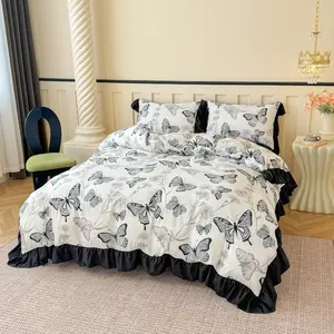 3-Piece Butterfly Lace Decorative Bedding Set, Soft Breathable Polyester, Includes 2 Pillowcases, Multiple Sizes Available