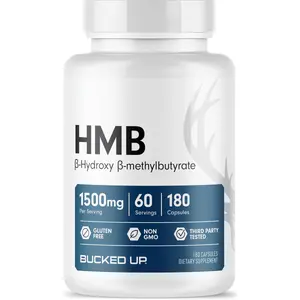 Bucked Up HMB (Beta-Hydroxy Beta-Methylbutyrate) 1500mg Per Serving, Essentials (60 Servings, 180 Capsules)