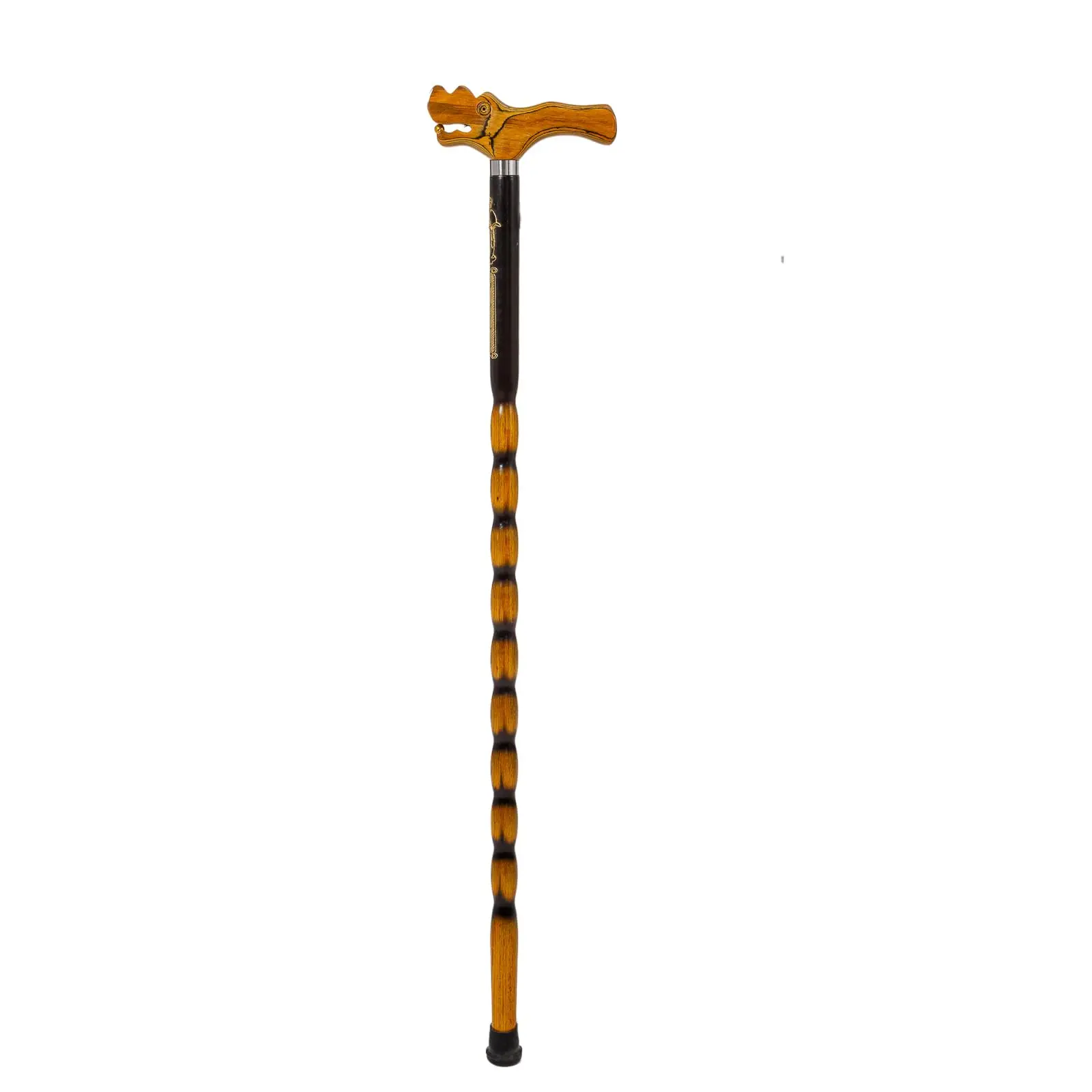 THY COLLECTIBLES Carved Dragon Handle Hiking Stick, 37 in Natural Wood with Grooved Design, Ergonomic Grip for Unisex Hiking, Self Defense & Injury Recovery, Featuring Monk Engraving, Hike Or Indoor Use, Recovery Support, Weatherproof Coat, Hiking Sticks