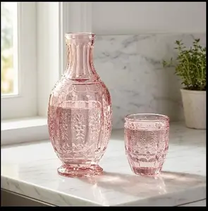 Vintage Pink Water Carafe With Tumbler 33.08oz.