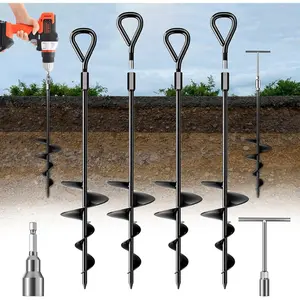 18''/30" Long Ground Anchor, Heavy Duty Earth Anchors Ground Anchors Screw in Kit with T-Handle Hex Wrench for Camping Tent, Swing Sets, Securing , Sheds, Trampoline