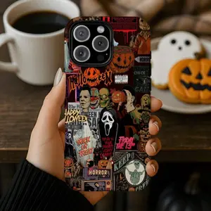 Retro Horror Halloween Phone Case Vintage Scary Movie Collage Myers Thriller  Pumpkin Art, For IPhone 16 15 14 13 12 11 10