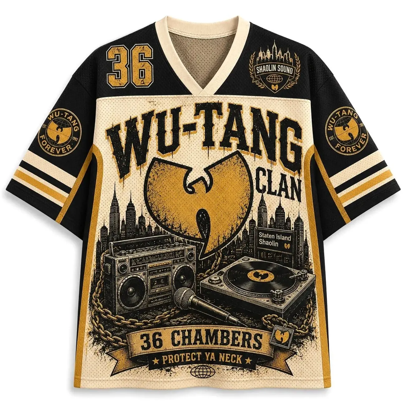 Wu-Tang Clan Mesh Jersey, Classic Hip Hop Inspired Graphic Shirt, Retro Rap Music Fan Apparel, Breathable Mesh Sports Jersey, Vintage Streetwear Top, Casual Concert Outfit, Stylish Oversized Jersey for Hip Hop Fans EJ6
