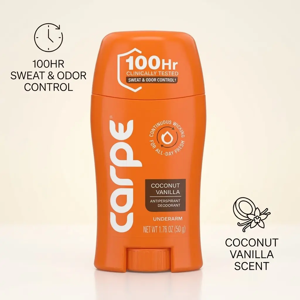 Carpe Gentle Formula Antiperspirant Deodorant - Clinically Tested 100-Hour Sweat & Odor Control - Quick-Drying, Non-Greasy, 50g - No Baking Soda or Parabens, Deodorant for Women