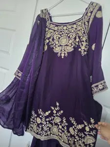 Fendy silk suit with embroidery work comes with palazo
