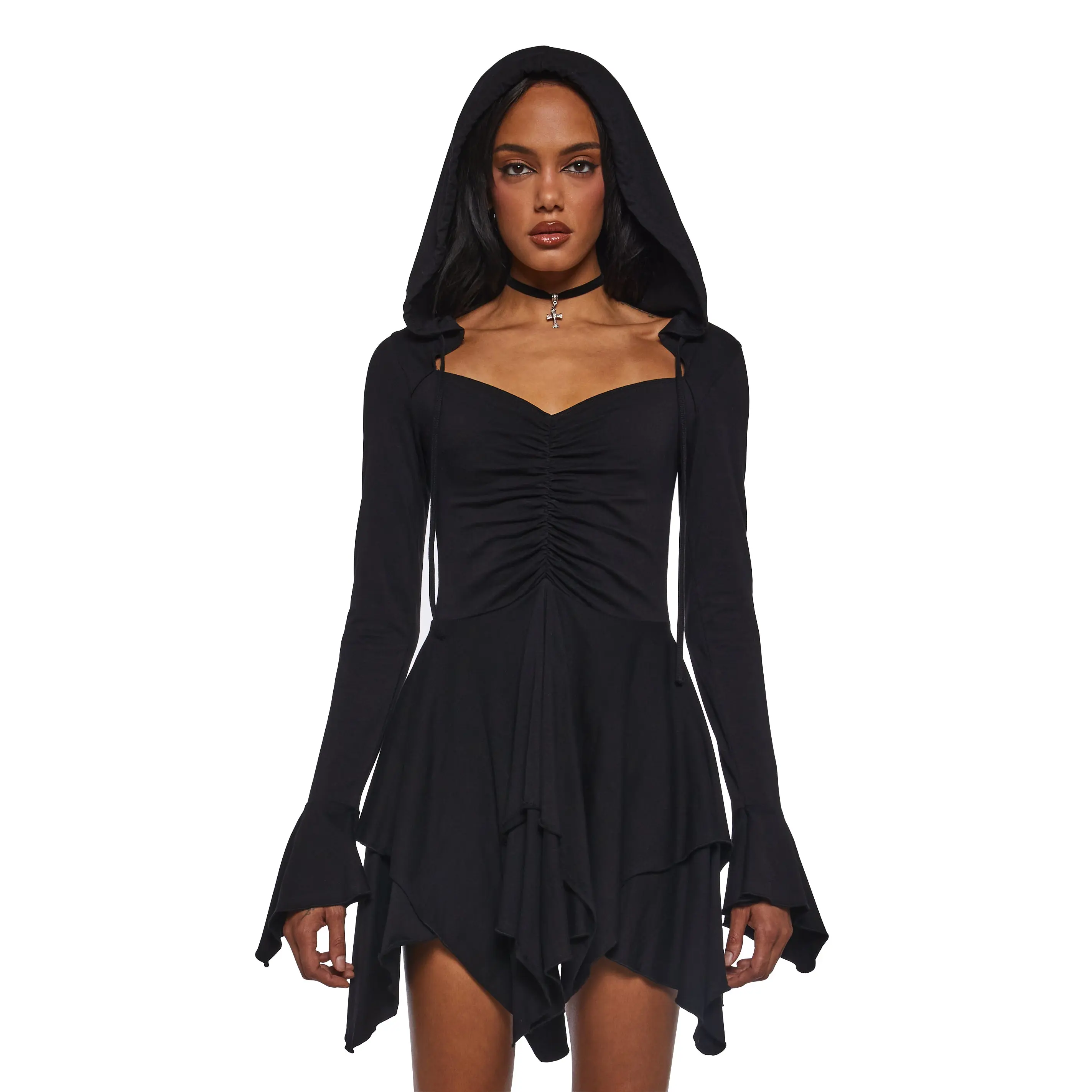 F Is For Fairies® Hooded Mini Dress - Black