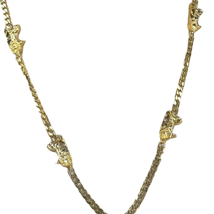 Pre-owned Celine 24K Gold Plated Multi Horse Carriage Chain Necklace 16”