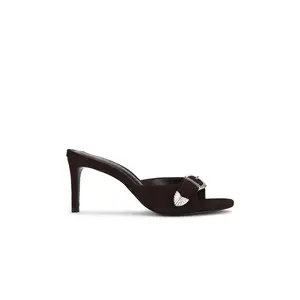 BLACK SUEDE STUDIO Elena 70 Mule in Hot Fudge Suede